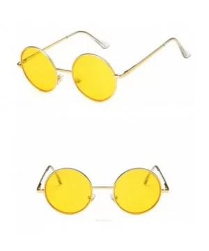 Unisex Sunglasses Retro Silver Grey Yellow Drive Holiday Round Non-Polarized UV400 - Gold Yellow - CF18RLG5OLY $7.12 Round