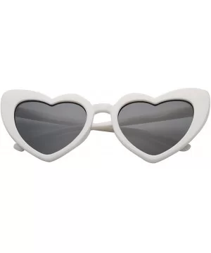 Women Fashion Clout Goggle Vintage Heart Shape Cat Eye Sunglasses - White - C518I0M2MYX $7.81 Cat Eye