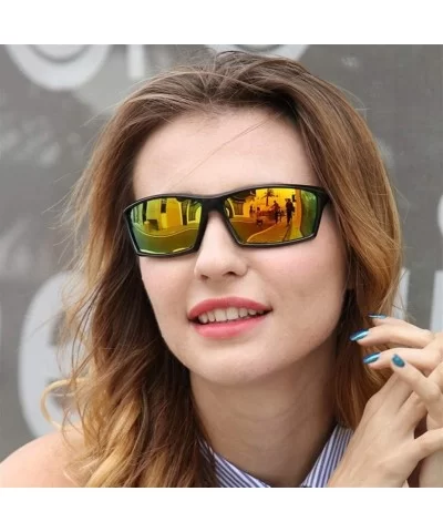 Men Women Polarized Goggles for Sunglasses Yellow Night Vision Sun Glasses Cool Square Frame for Male - CV199L3CK4Q $6.80 Goggle