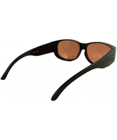 Men Women Blue Blocking Fit Over Sunglasses With HD Copper Driving Lenses - Medium Rectangular Black - CD12N7CESSK $9.07 Wrap