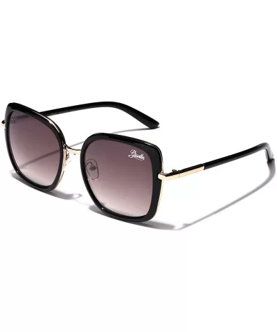 Oversized Square Women's Vintage Fashion Statement Sunglasses Medium-Large - Black - C01252TFSQL $7.84 Round