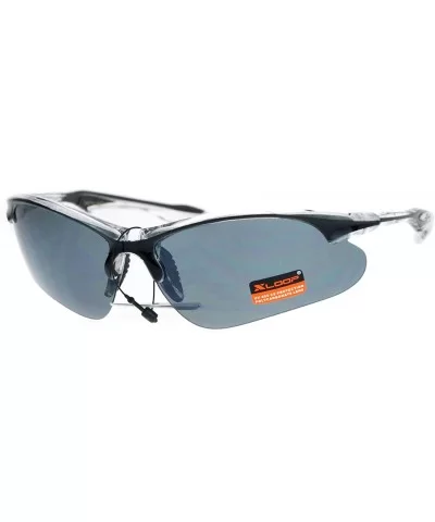 Xloop Sunglasses Mens Sports Eyewear Half Rim Lite Wrap Around UV 400 - Black Clear (Black) - CZ184DGLM04 $7.19 Sport