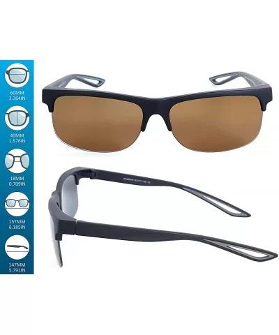 Fit Over Polarized Sunglasses Driving Clip on Sunglasses to Wear Over Prescription Glasses - Black-grey-brown - CB18SKZR0OA $...