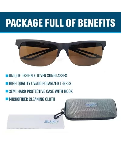 Fit Over Polarized Sunglasses Driving Clip on Sunglasses to Wear Over Prescription Glasses - Black-grey-brown - CB18SKZR0OA $...