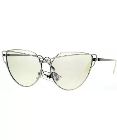 Nerd Cat Eye Metal Rim Light Color Lens Retro Sunglasses - Silver - C0186AI9I2K $10.24 Cat Eye