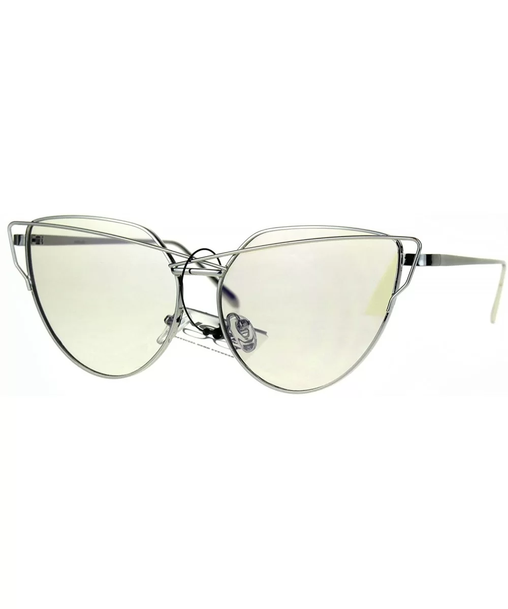 Nerd Cat Eye Metal Rim Light Color Lens Retro Sunglasses - Silver - C0186AI9I2K $10.24 Cat Eye