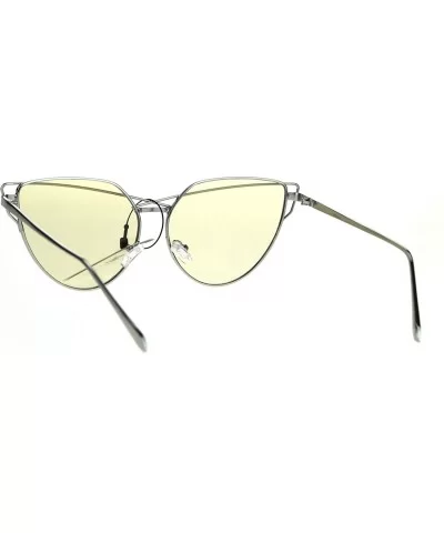 Nerd Cat Eye Metal Rim Light Color Lens Retro Sunglasses - Silver - C0186AI9I2K $10.24 Cat Eye