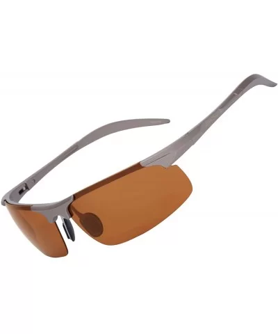 Men's Polarized Sports Sunglasses for Driving Fishing Golf Metal Frame UV400 - Brown Lens/Brown Frame - CQ18U3ITIXR $10.87 Ov...