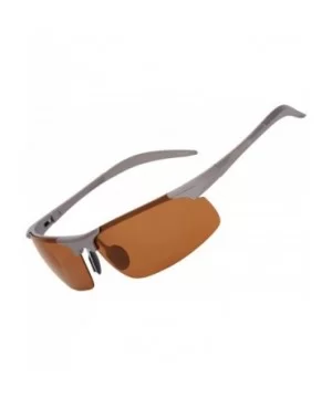 Men's Polarized Sports Sunglasses for Driving Fishing Golf Metal Frame UV400 - Brown Lens/Brown Frame - CQ18U3ITIXR $10.87 Ov...