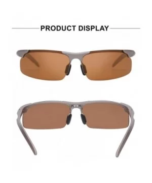 Men's Polarized Sports Sunglasses for Driving Fishing Golf Metal Frame UV400 - Brown Lens/Brown Frame - CQ18U3ITIXR $10.87 Ov...