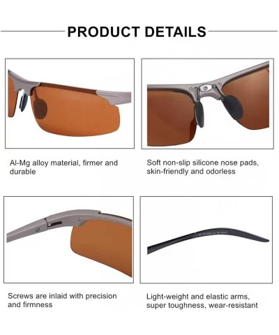 Men's Polarized Sports Sunglasses for Driving Fishing Golf Metal Frame UV400 - Brown Lens/Brown Frame - CQ18U3ITIXR $10.87 Ov...