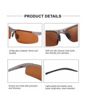 Men's Polarized Sports Sunglasses for Driving Fishing Golf Metal Frame UV400 - Brown Lens/Brown Frame - CQ18U3ITIXR $10.87 Ov...