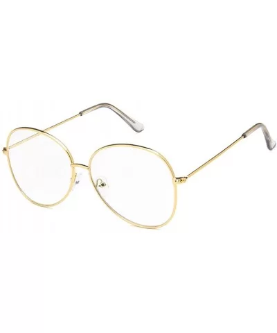 Unisex Sunglasses Retro Gold Grey Drive Holiday Oval Non-Polarized UV400 - Gold - CM18RLEODEQ $7.59 Oval