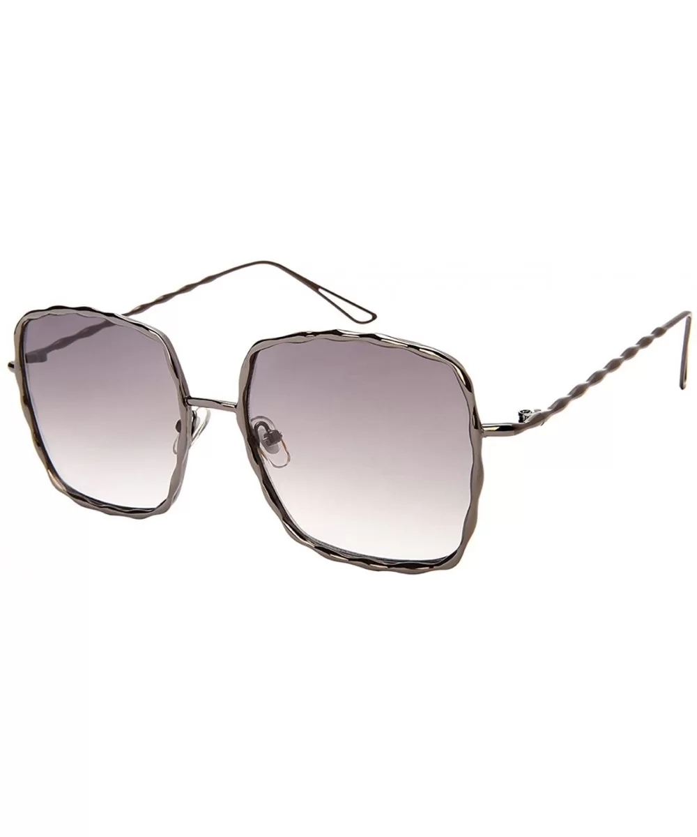 Braided Metal Square Flat Lens Sunglasses 3140-FLREV - Gunmetal - C7182K0HSL3 $9.30 Square