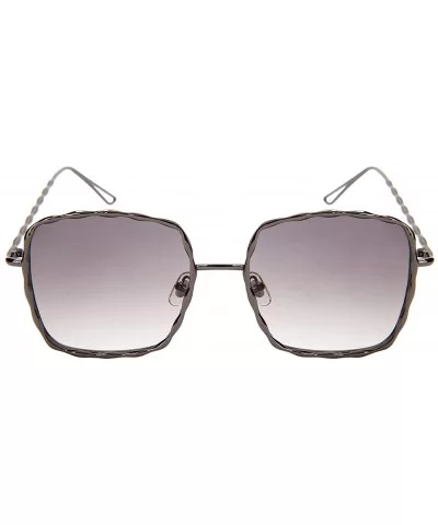 Braided Metal Square Flat Lens Sunglasses 3140-FLREV - Gunmetal - C7182K0HSL3 $9.30 Square