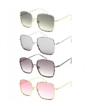 Braided Metal Square Flat Lens Sunglasses 3140-FLREV - Gunmetal - C7182K0HSL3 $9.30 Square