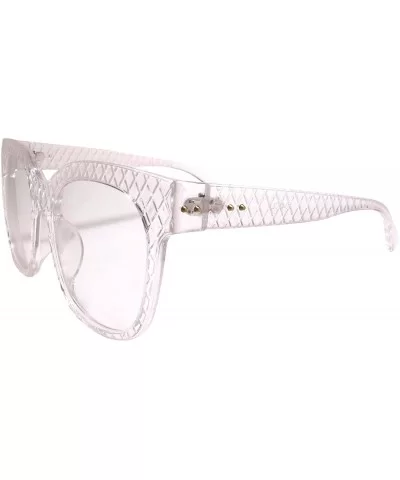 Womens XXL Oversize Square Clear Lens Horn Rimmed Eye Glasses Frame - Transparent - CP199ER2HA4 $10.50 Square