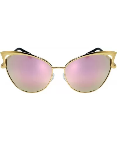 Fashion Oversized Metal Cat Eye Sunglasses Color Mirror & Gradient Lens for Women - C012NDZUXTQ $7.19 Oversized