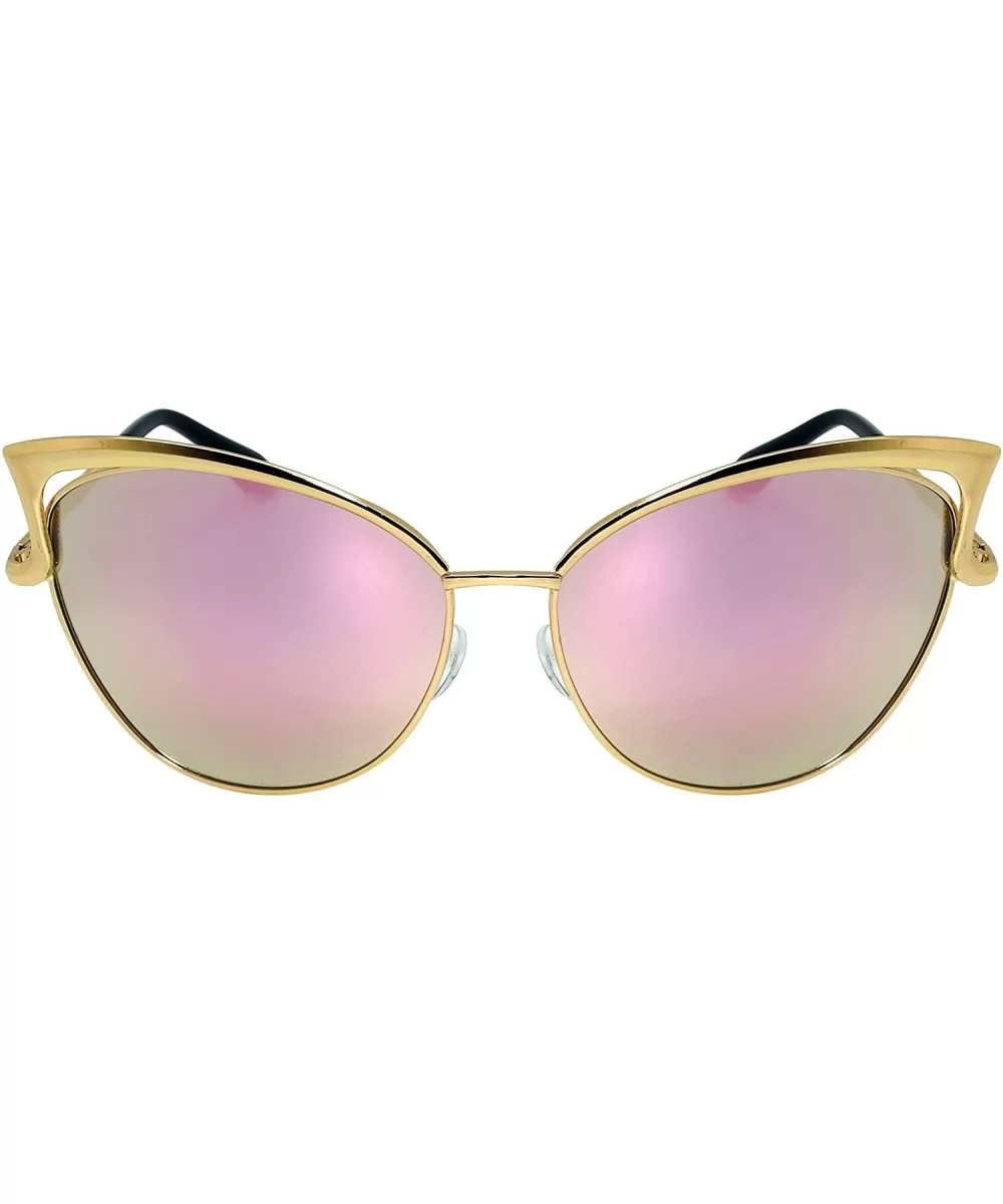 Fashion Oversized Metal Cat Eye Sunglasses Color Mirror & Gradient Lens for Women - C012NDZUXTQ $7.19 Oversized