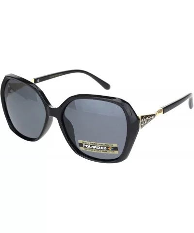 Polarized Womens Rhinestone Bling Hinge Butterfly Diva Sunglasses - Black Gold Black - C618OKKH9OE $10.79 Butterfly