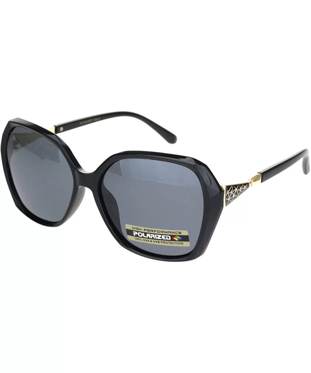 Polarized Womens Rhinestone Bling Hinge Butterfly Diva Sunglasses - Black Gold Black - C618OKKH9OE $10.79 Butterfly