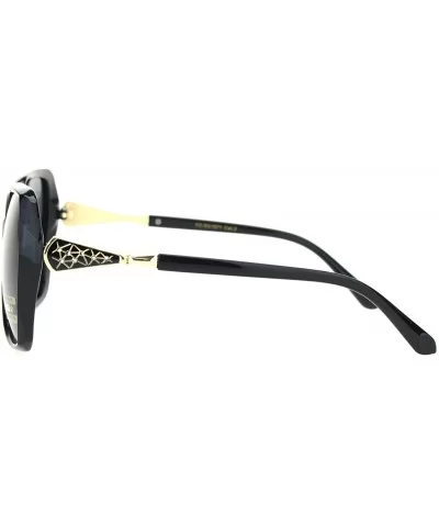 Polarized Womens Rhinestone Bling Hinge Butterfly Diva Sunglasses - Black Gold Black - C618OKKH9OE $10.79 Butterfly