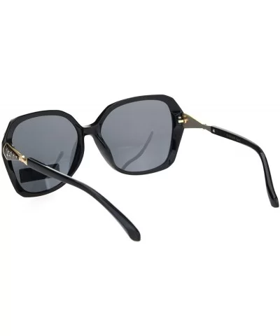 Polarized Womens Rhinestone Bling Hinge Butterfly Diva Sunglasses - Black Gold Black - C618OKKH9OE $10.79 Butterfly