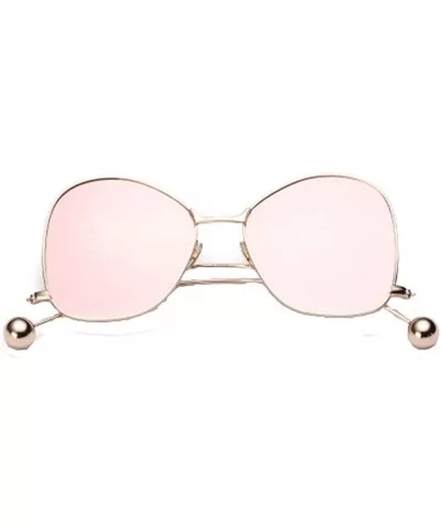 Round Sunglasses for Women Metal Aviator Glasses Nonpolarized UV Protection MLS8807 - Pink - C518TR0N0LE $7.55 Aviator