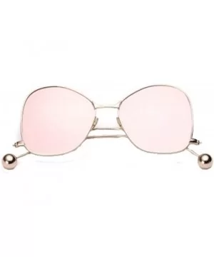 Round Sunglasses for Women Metal Aviator Glasses Nonpolarized UV Protection MLS8807 - Pink - C518TR0N0LE $7.55 Aviator