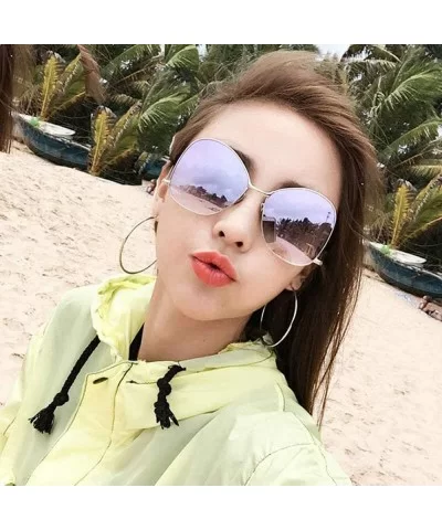 Round Sunglasses for Women Metal Aviator Glasses Nonpolarized UV Protection MLS8807 - Pink - C518TR0N0LE $7.55 Aviator