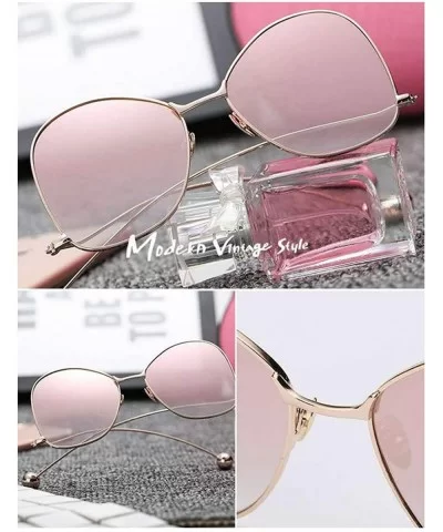 Round Sunglasses for Women Metal Aviator Glasses Nonpolarized UV Protection MLS8807 - Pink - C518TR0N0LE $7.55 Aviator