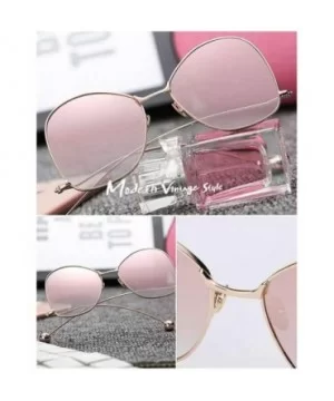 Round Sunglasses for Women Metal Aviator Glasses Nonpolarized UV Protection MLS8807 - Pink - C518TR0N0LE $7.55 Aviator