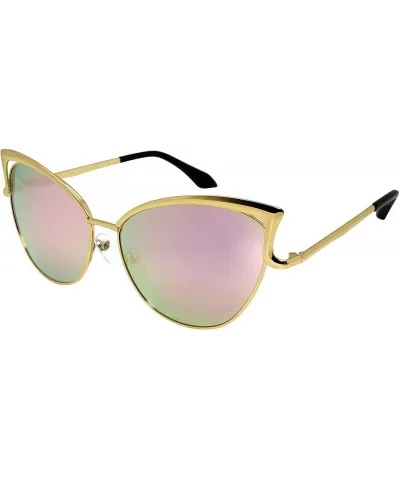 Fashion Oversized Metal Cat Eye Sunglasses Color Mirror & Gradient Lens for Women - C012NDZUXTQ $7.19 Oversized