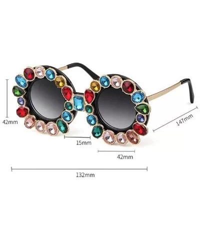 Fashion Designer Rhinestone Sunglasses Vintage - Purple - CY18NZ8N8S2 $13.38 Round