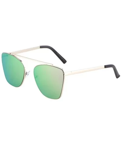 Glamour Aviator Sunglasses Metal Crossbar Mod Runway Fashion - Gold/Pink-green - CH183Q7SL7U $7.47 Oversized