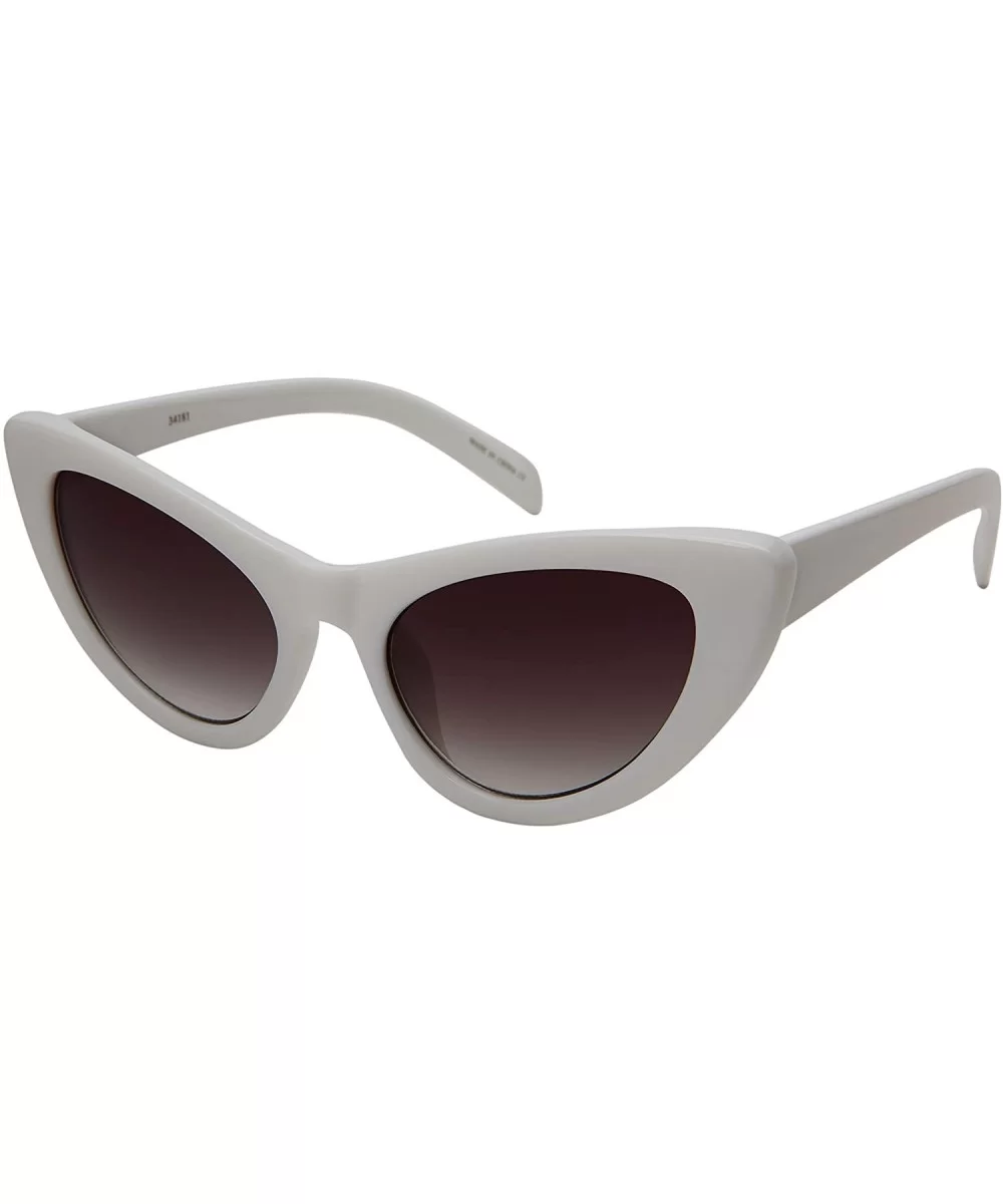 Retro Inspired Cateye Sunglasses for Women Plastic Frame 34181-AP - White Frame/Grey Gradient Lens - CY18KE6AY7K $7.37 Square