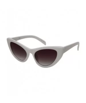 Retro Inspired Cateye Sunglasses for Women Plastic Frame 34181-AP - White Frame/Grey Gradient Lens - CY18KE6AY7K $7.37 Square