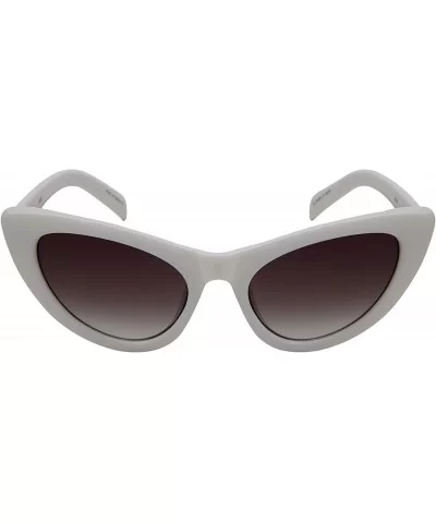 Retro Inspired Cateye Sunglasses for Women Plastic Frame 34181-AP - White Frame/Grey Gradient Lens - CY18KE6AY7K $7.37 Square