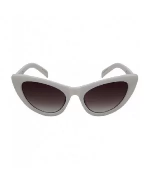 Retro Inspired Cateye Sunglasses for Women Plastic Frame 34181-AP - White Frame/Grey Gradient Lens - CY18KE6AY7K $7.37 Square