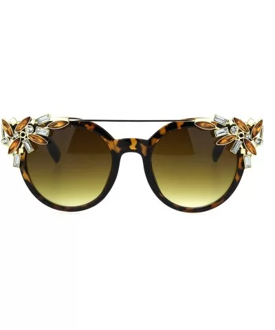 Fancy Rhinestones Fashion Womens Sunglasses Bling Metal Top UV 400 - Tortoise Gold Brown - CQ186RNNLQI $10.90 Butterfly