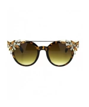 Fancy Rhinestones Fashion Womens Sunglasses Bling Metal Top UV 400 - Tortoise Gold Brown - CQ186RNNLQI $10.90 Butterfly