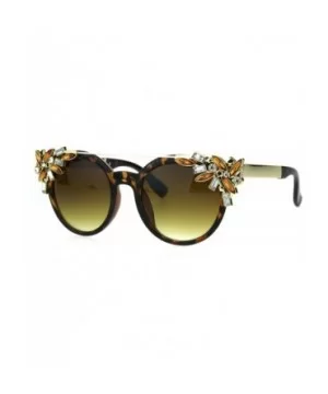 Fancy Rhinestones Fashion Womens Sunglasses Bling Metal Top UV 400 - Tortoise Gold Brown - CQ186RNNLQI $10.90 Butterfly