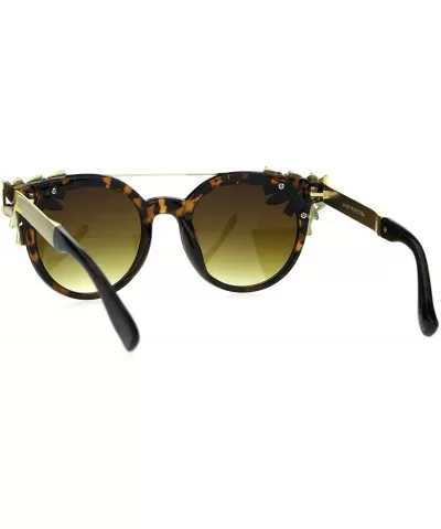 Fancy Rhinestones Fashion Womens Sunglasses Bling Metal Top UV 400 - Tortoise Gold Brown - CQ186RNNLQI $10.90 Butterfly