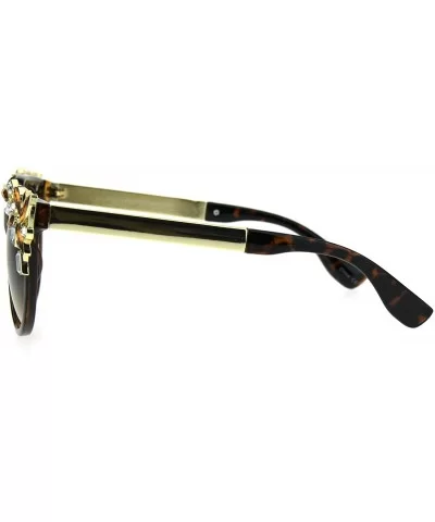 Fancy Rhinestones Fashion Womens Sunglasses Bling Metal Top UV 400 - Tortoise Gold Brown - CQ186RNNLQI $10.90 Butterfly