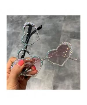 Vintage Heart Sunglasses Women Luxury Rhinestone Decoration Cat Eye Men Eyeglasses Oculos Clear Glasses - Leopard - C7197A2IQ...