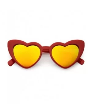 Women's Oversize Chunky Colored Mirror Lens Heart Sunglasses 51mm - Red / Orange Mirror - CL1883USIGG $6.82 Oversized