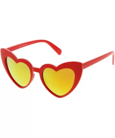 Women's Oversize Chunky Colored Mirror Lens Heart Sunglasses 51mm - Red / Orange Mirror - CL1883USIGG $6.82 Oversized