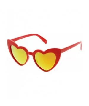 Women's Oversize Chunky Colored Mirror Lens Heart Sunglasses 51mm - Red / Orange Mirror - CL1883USIGG $6.82 Oversized