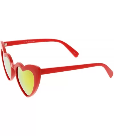 Women's Oversize Chunky Colored Mirror Lens Heart Sunglasses 51mm - Red / Orange Mirror - CL1883USIGG $6.82 Oversized