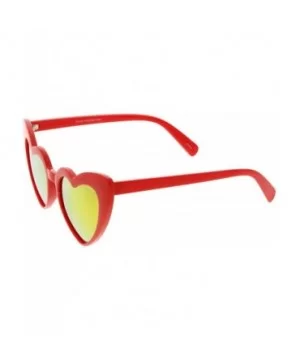 Women's Oversize Chunky Colored Mirror Lens Heart Sunglasses 51mm - Red / Orange Mirror - CL1883USIGG $6.82 Oversized